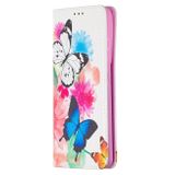 Peňeženkové kožené DRAWING pouzdro na Samsung Galaxy S21 Ultra 5G - Two Butterflies