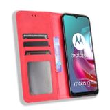 Peněženkové kožené pouzdro Magnetic Buckle Retro na Moto G10/G20/G30 - Červená