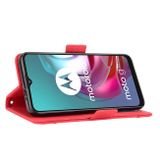 Peněženkové kožené pouzdro Skin Feel Calf na Moto G10/G20/G30 - Červená