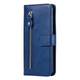 Peněženkové kožené pouzdro Calf Zipper na Oppo Reno 7 5G - Modrá