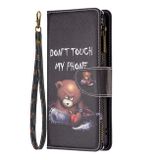 Peněženkové kožené pouzdro Drawing Zipper na Oppo Reno 7 5G - Bear