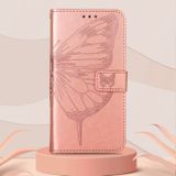 Peněženkové kožené pouzdro Embossed Butterfly na Oppo Reno 7 5G - Růžová zlatá