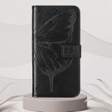 Peněženkové kožené pouzdro Embossed Butterfly na Oppo Reno 7 5G - Černá