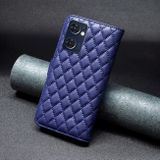 Peněženkové kožené pouzdro Diamond Lattice na Oppo Reno 7 5G - Modrá