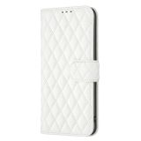 Peněženkové kožené pouzdro Diamond Lattice na Oppo Reno 7 5G - Bílá