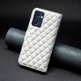 Peněženkové kožené pouzdro Diamond Lattice na Oppo Reno 7 5G - Bílá