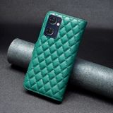 Peněženkové kožené pouzdro Diamond Lattice na Oppo Reno 7 5G - Zelená