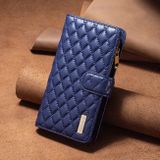 Peněženkové kožené pouzdro Diamond Lattice Zipper na Oppo Reno 7 5G - Modrá