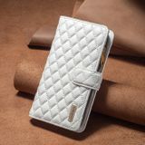 Peněženkové kožené pouzdro Diamond Lattice Zipper na Oppo Reno 7 5G - Bílá