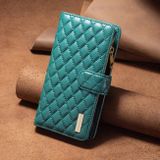 Peněženkové kožené pouzdro Diamond Lattice Zipper na Oppo Reno 7 5G - Zelená