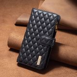 Peněženkové kožené pouzdro Diamond Lattice Zipper na Oppo Reno 7 5G - Černá