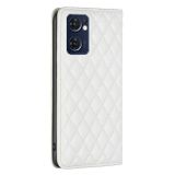 Peněženkové kožené pouzdro Diamond Lattice Flip na Oppo Reno 7 5G - Bílá