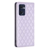 Peněženkové kožené pouzdro Diamond Lattice Flip na Oppo Reno 7 5G - Fialová