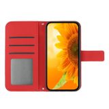 Peněženkové kožené pouzdro Sunflower Embossed na Moto G10/G20/G30 - Červená