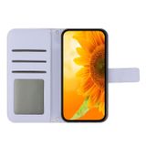 Peněženkové kožené pouzdro Sunflower Embossed na Moto G10/G20/G30 - Fialová