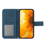 Peněženkové kožené pouzdro Sunflower Embossed na Moto G10/G20/G30 - Inkoustově modrá