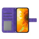 Peněženkové kožené pouzdro Sunflower Embossed pro Moto G10/G20/G30 - Tmavě fialová