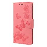 Peněženkové kožené pouzdro Global Butterfly na Xiaomi Redmi Note 12 Pro+ 5G - Růžová