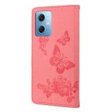 Peněženkové kožené pouzdro Global Butterfly na Xiaomi Redmi Note 12 Pro+ 5G - Růžová