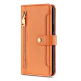 Peněženkové kožené pouzdro Sheep Zipper pro OPPO Reno10 5G/10 Pro 5G - Oranžová