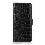 Peněženkové kožené pouzdro Crocodiel Cowhide na OPPO Reno10 5G/10 Pro 5G - Černá