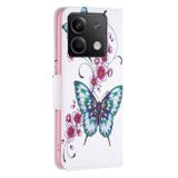 Peněženkové kožené pouzdro Drawing na Xiaomi Redmi Note 13 - Flowers Butterfly