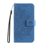 Peněženkové kožené pouzdro 7-petals na Xiaomi Redmi Note 13 - Modrá