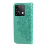 Peněženkové kožené pouzdro 7-petals na Xiaomi Redmi Note 13 - Zelená