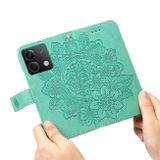 Peněženkové kožené pouzdro 7-petals na Xiaomi Redmi Note 13 - Zelená