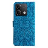 Peněženkové kožené pouzdro Sunflower na Xiaomi Redmi Note 13 - Modrá