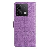 Peněženkové kožené pouzdro Sunflower na Xiaomi Redmi Note 13 - Fialová