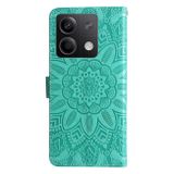 Peněženkové kožené pouzdro Sunflower na Xiaomi Redmi Note 13 - Zelená