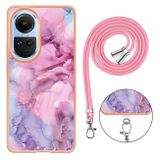 Plastový kryt Marble Lanyard pro OPPO Reno10 5G/10 Pro 5G - Růžová