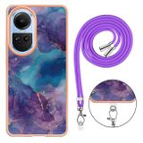 Plastový kryt Marble Lanyard pro OPPO Reno10 5G/10 Pro 5G - Fialová