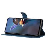 Peněženkové kožené pouzdro Flower Butterfly pro OPPO Reno10 5G/10 Pro 5G - Modrá