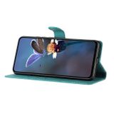 Peněženkové kožené pouzdro Flower Butterfly na OPPO Reno10 5G/10 Pro 5G - Světle modrá