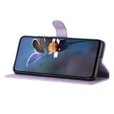 Peněženkové kožené pouzdro Flower Butterfly pro OPPO Reno10 5G/10 Pro 5G - Fialová