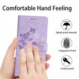 Peněženkové kožené pouzdro Flower Butterfly pro OPPO Reno10 5G/10 Pro 5G - Fialová