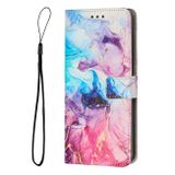 Peněženkové kožené pouzdro Marble na OPPO Reno10 5G/10 Pro 5G - Modrá/Fialová