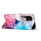 Peněženkové kožené pouzdro Marble na OPPO Reno10 5G/10 Pro 5G - Modrá/Fialová