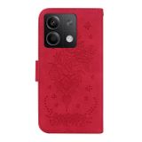 Peněženkové kožené pouzdro Butterfly Rose na Xiaomi Redmi Note 13 - Červená