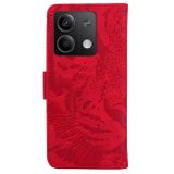 Peněženkové kožené pouzdro Tiger na Xiaomi Redmi Note 13 - Červená