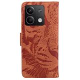 Peněženkové kožené pouzdro Tiger na Xiaomi Redmi Note 13 - Hnědá