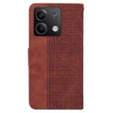 Peněženkové kožené pouzdro Geometric na Xiaomi Redmi Note 13 - Hnědá