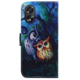 Peněženkové kožené pouzdro na Oppo A38 - Oil Painting Owl