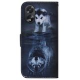 Peněženkové kožené pouzdro na Oppo A38 - Wolf and Dog