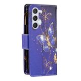 Peněženkové kožené pouzdro Drawing pro Samsung Galaxy S24 5G - Purple Butterfly