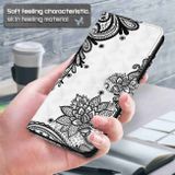 Peněženkové 3D pouzdro Painting pro Samsung Galaxy S24 5G - Diagonal Black Flower