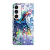 Peněženkové 3D pouzdro Painting pro Samsung Galaxy S24 5G - Watercolor Owl
