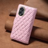 Peněženkové kožené pouzdro Diamond Lattice Zipper na Oppo A38 - Růžová